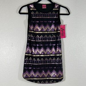 AVIVA GIRLS Girl’s Geometric Sequin Tunic or Short Dress Size 7/8 New